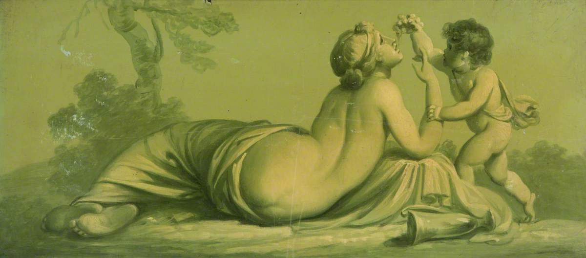 Un putto accanto a una donna nuda sdraiata - National Trust